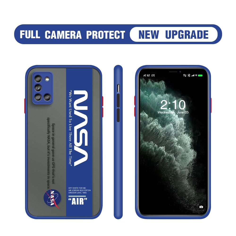 Hontinga for Samsung A31 Case Astronaut Space Logo Cases Edge Frosted Transparent Phone Cover