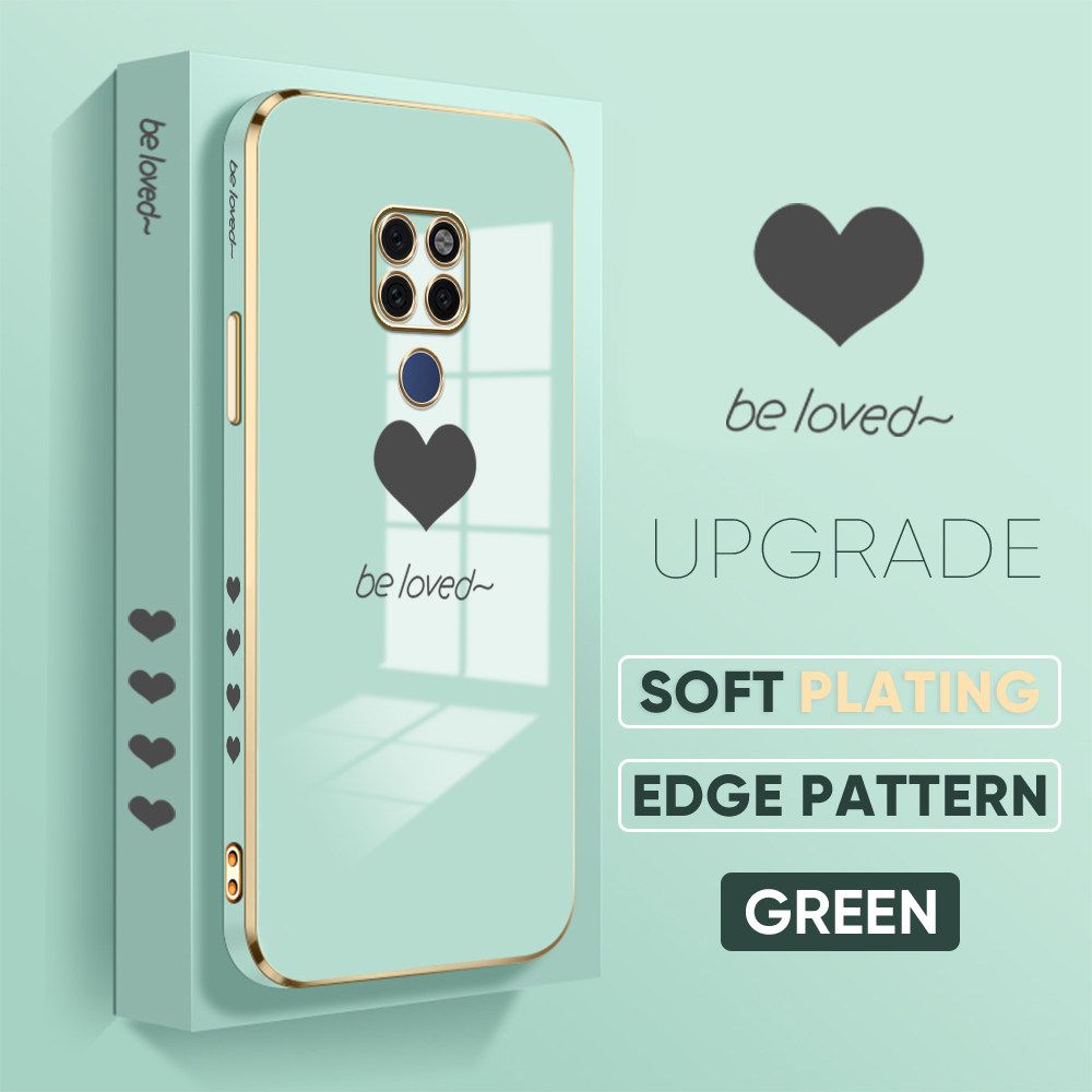 TA for Huawei Mate 20 Back Cover + Free Lanyard Simple Love Luxury 6D Plating Case Side Pattern Soft Silicone Square Phone Cases