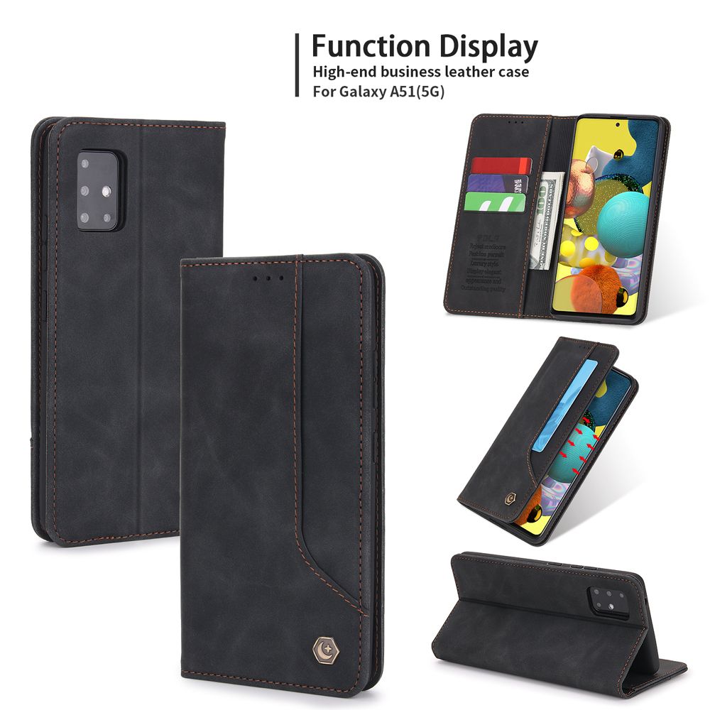 Case For Samsung Galaxy A51 5G Phone Case Premium Retro Leather Magnetic Card Wallet Holder Case Shockproof TPU Inner Flip Stand Cover