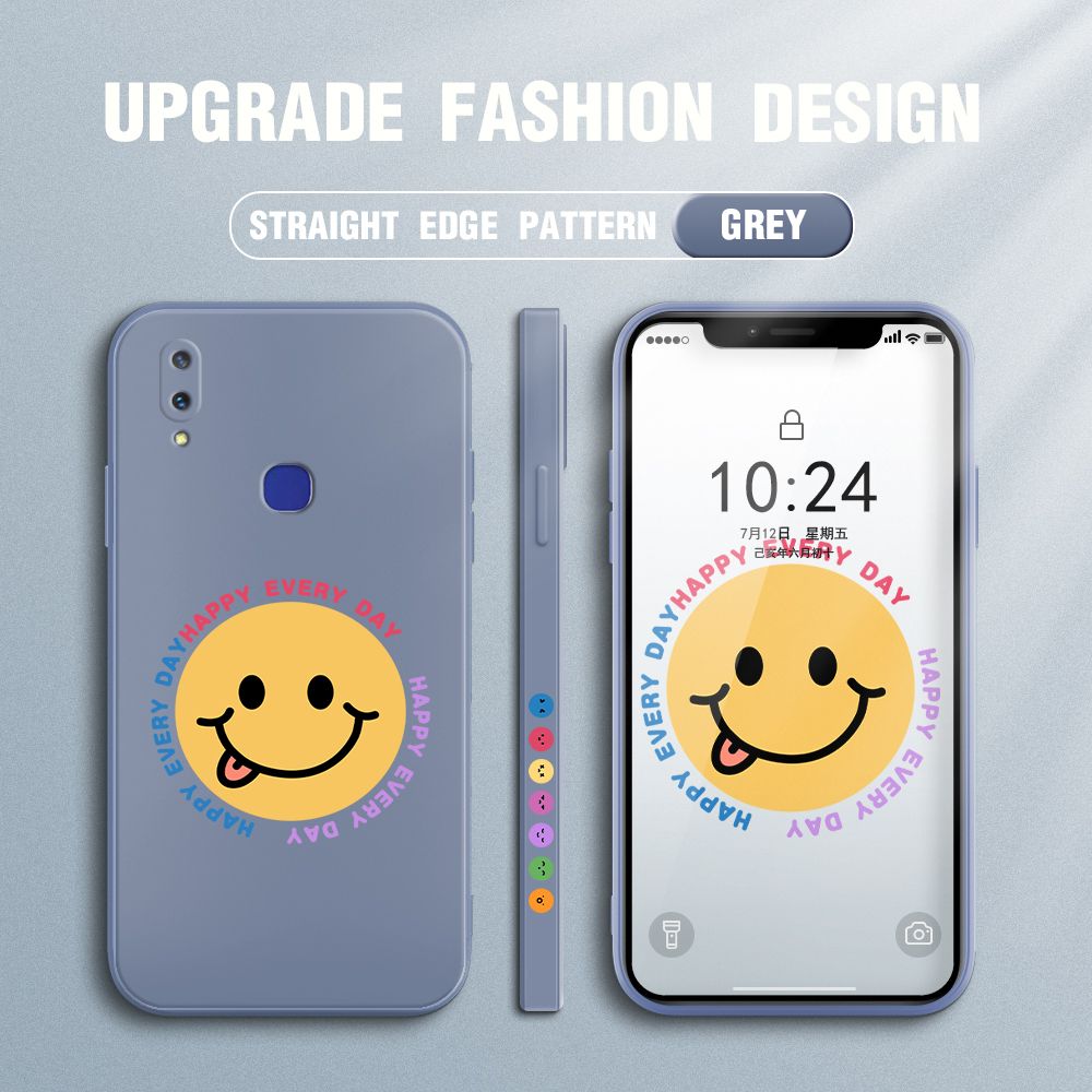 FHKL for Vivo V11I Back Cover Cartoon Smile Side design Soft Case Multicolor Liquid Silicone Phone Cases