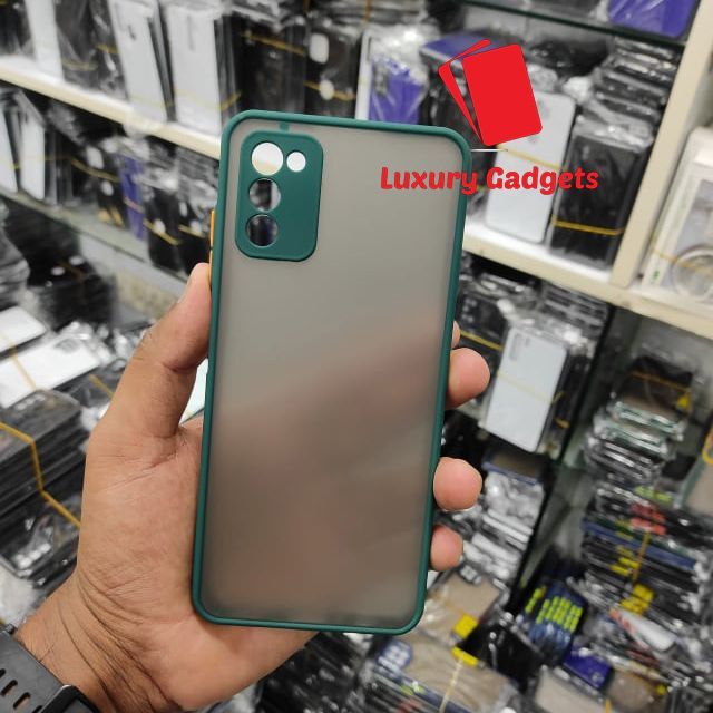 Samsung Galaxy A03s - Luxury Camera Protective Shockproof Matte Frosted and Smoky Transparent Premium Back Cover Case - Camera - Phone
