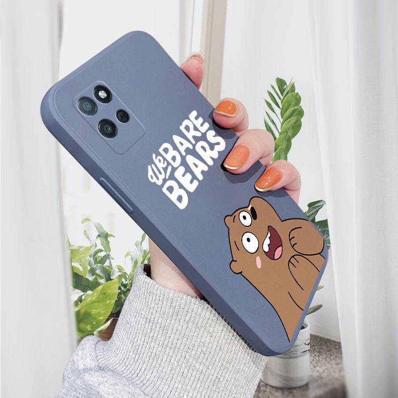 AMORVOR for Realme V11 5G Back Cover Cartoon Cute Panda Side design Soft Case Liquid Silicone Phone Cases