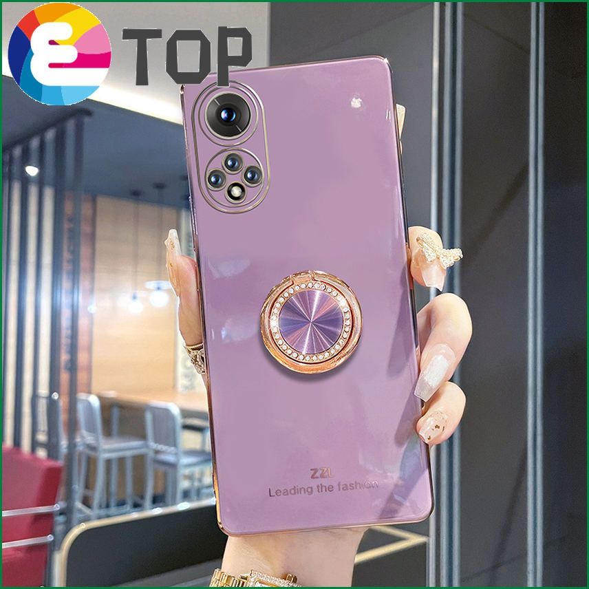 Suitable for Huawei nova9 mobile phone shell new lens all-inclusive huaweinova7 silicone rhinestone ring bracket 8