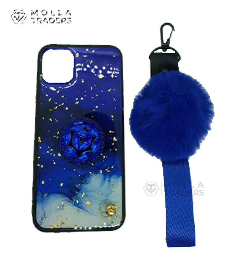 For Apple iPhone 6/6s/7/7s/8/6 plus/ 7 Plus/ 8 plus/ X/Xs/Xs max/ 11/ 11 Pro/ 11 Pro max Ladies Back cover + Pom Pom +Pop Up Soket - Phone Back Cover