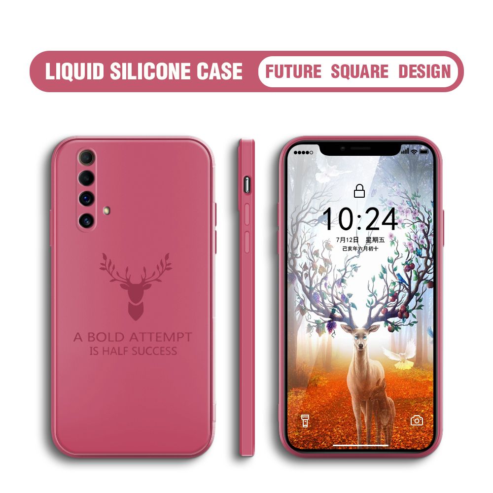 BILI for Realme X50 / Realme X3 SuperZoom Back Cover Simple Antlers Ultra Thin Soft Luxury Square Multicolor Liquid Silicone Phone Case