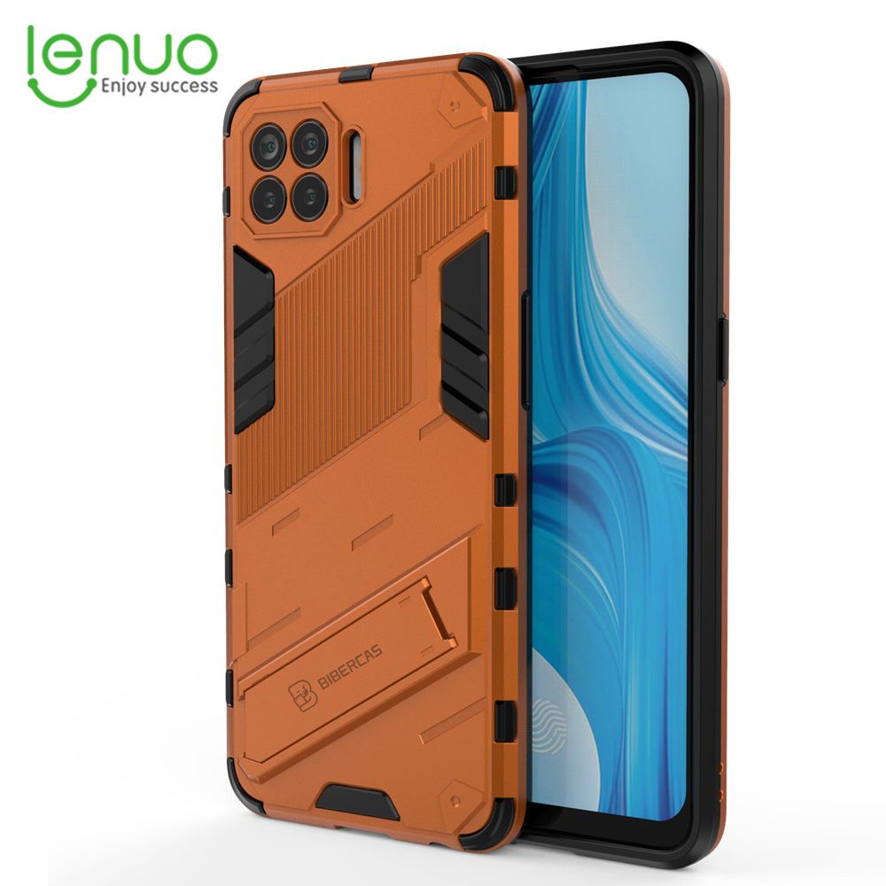 Lenuo Punk-Casing For OPPO F17 Pro / Reno4 Lite / A93 4G Back Cover Eight-Color Anti-Fall And Anti-Slip Phone Bracket Lens Protection Cover Lovers Case