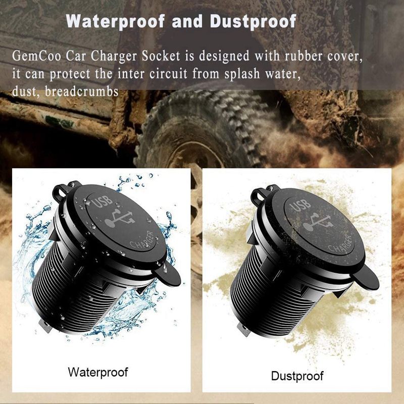 Quick Charge 3.0 Dual USB Car Charger 12V 36W USB Fast Charger with Switch for Boat Motorcycle Truck Golf Cart