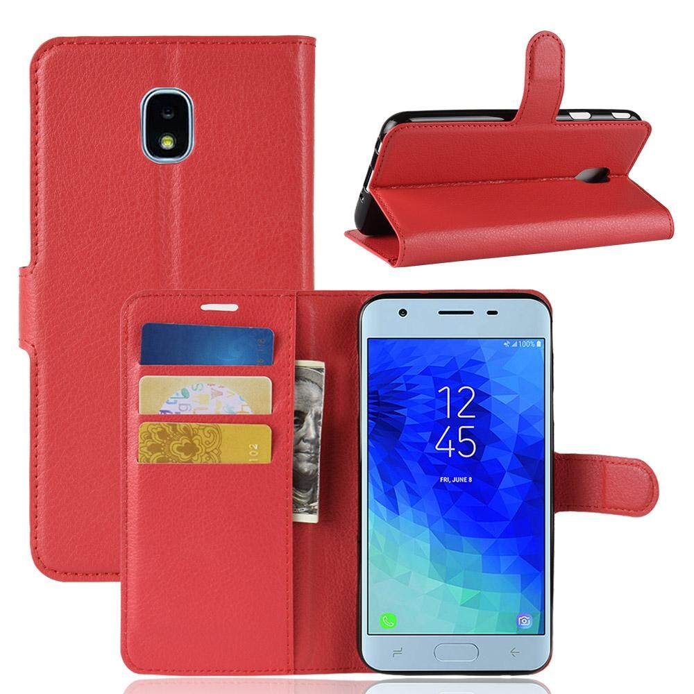 PU Leather Cover For Samsung Galaxy J3 2018 Case Flip Magnetic Closure Stand Wallet Phone Casing