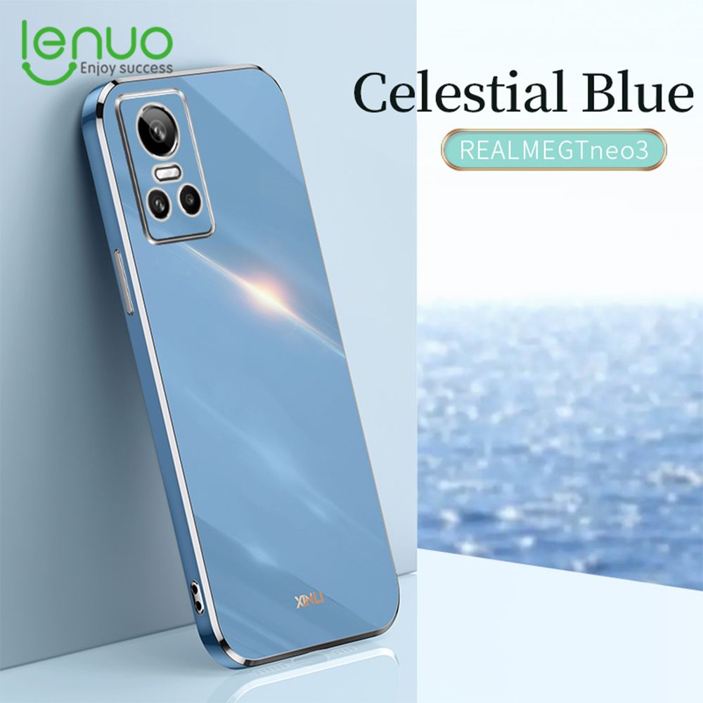 Lenuo Luxury 6D Plating Soft Casing Silicone Square Frame Phone Case For Realme GT Neo3 Phone Case Shiny Bling Back Cover Coque