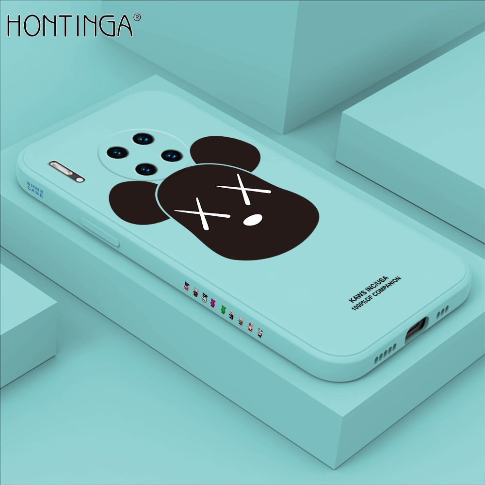 Hontinga for Huawei Mate30 Pro Case Side Design Violent Bear Head Back Cover Soft Square Edge Pattern Liquid Silicone Trend Phone Cases