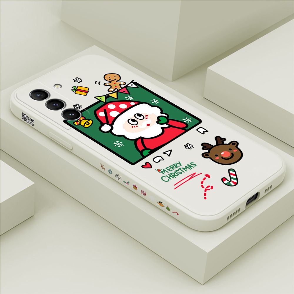 ZeroQiQi for Samsung S21 5G Case Santa Claus Christmas Gifts Side Printing Cases Soft Liquid Silicone Phone Cover