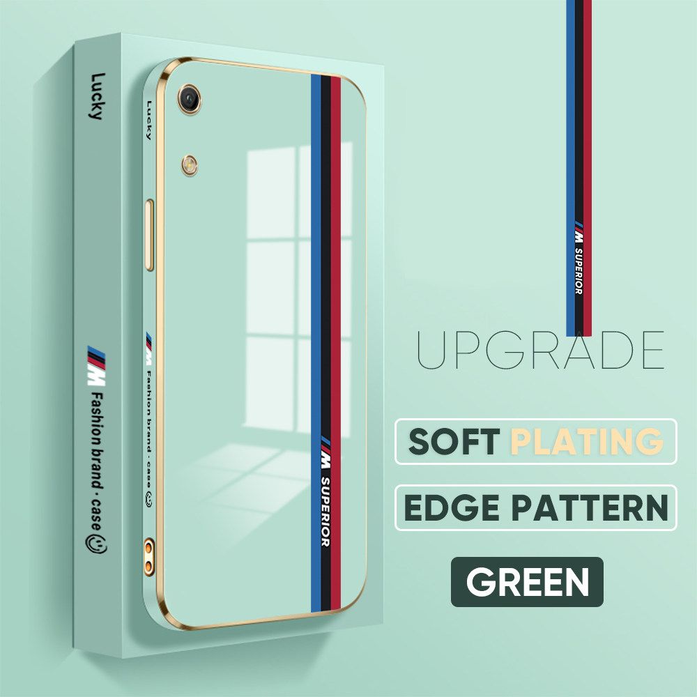 Jizetin (Free Lanyard) Huawei Y6 Pro 2019 Back Cover Car Track Luxury 6D Plating Case Side Pattern Soft Silicone Square Mobile Phone Cases
