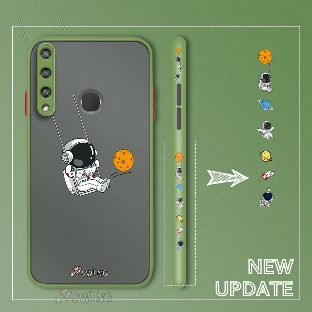 UCUC for Huawei Y6P Back Cover Swing Astronaut Side Printed Design Phone Case Ultra Thin Frosted Cover Shockproof Phone Cover