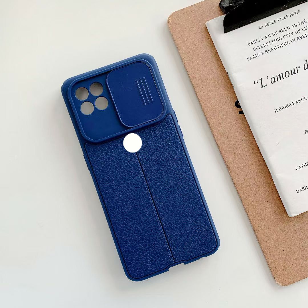 lthmy For Xiaomi Redmi 9C Phone Case Push Window Design Lens Protection Litchi Pattern Soft TPU Shockproof Anti-scratch 360 Degree Protection Back Cover