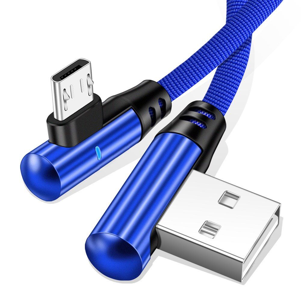 Mobile Phone USB C LED Quick Charger Wire 90 Degree USB Type C Cable Microusb 3A Fast Charging Data Cord For Samsung Huawei Vivo