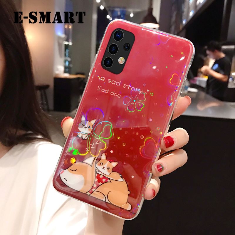 Phone Case Samsung Galaxy A32 Back Cover Cute Cartoon Bear Cases Soft Silicone Colorful Cherry Blossoms for Samsung A32 Case