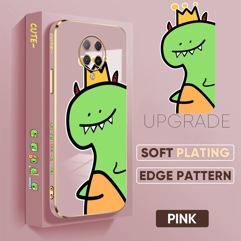 TA for Redmi K30 Pro / Xiaomi Poco F2 Pro / Pocophone F2 Pro / K30 Pro ZooM Back Cover + Free Lanyard Crown Dinosaur Luxury 6D Plating Case Side Pattern Soft Silicone Square Phone Cases