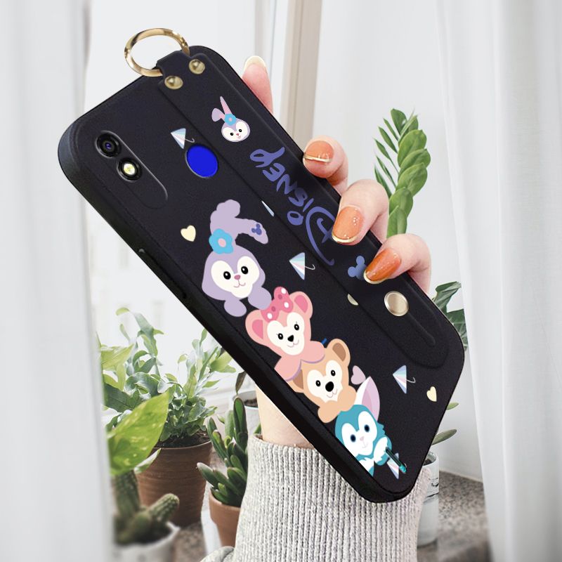 Jizetin for Tecno Spark 4 Lite Back Cover Cartoon Onlookers StellaLou Wrist Strap Phone Case Candy Color shock proof Protective Phone Cases