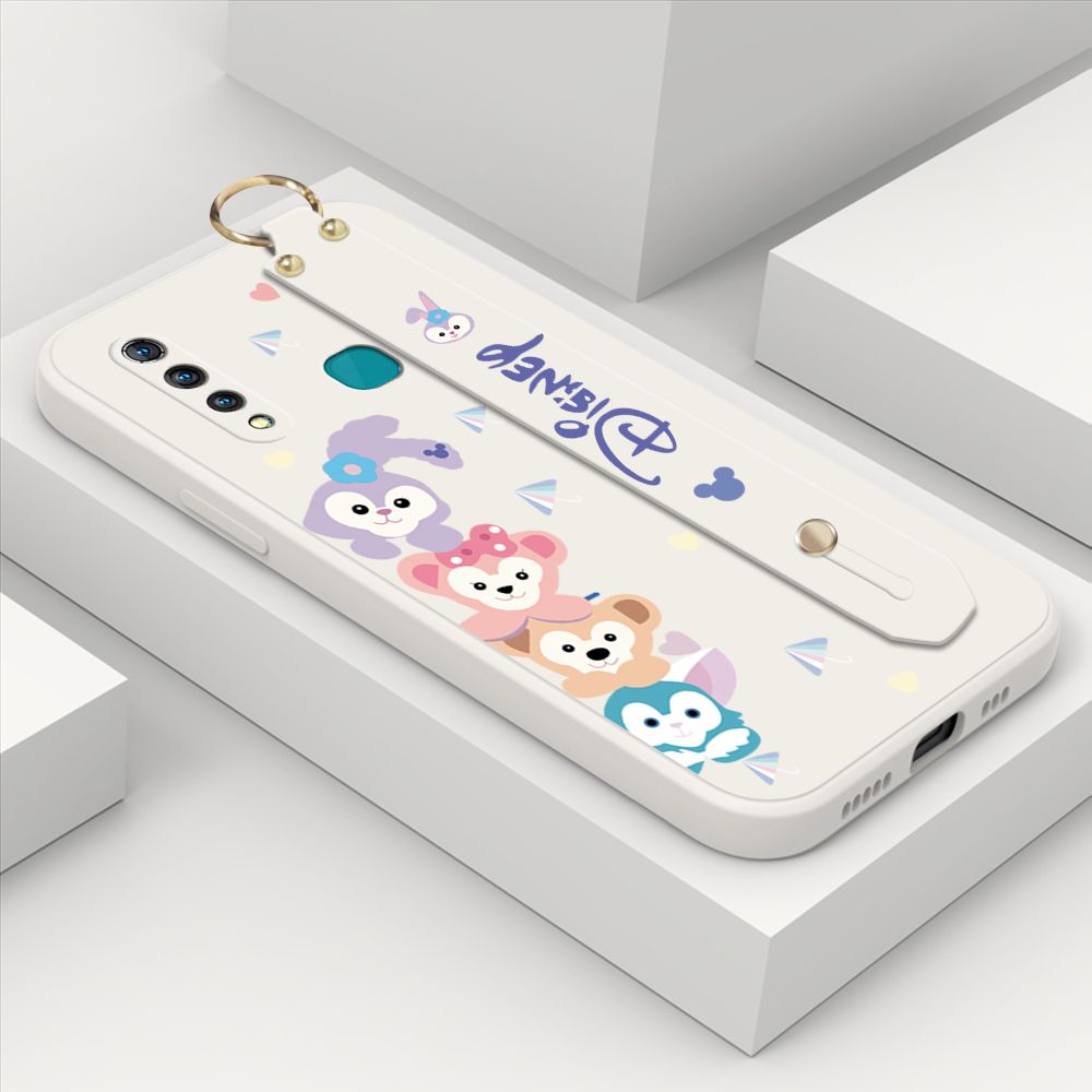 ZeroQiQi for Vivo Z1 Pro Wrist Strap Case INS Cute Style Creative Cartoon Rabbit and Fox Cover Thin Square Edge Liquid Silicone Phone Case