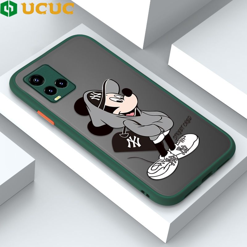 UCUC for Vivo Y33S / Y21 2021 / Y21A / Y21S / Y21T / Y21E / T1X / Y33T Back Cover Handsome Mouse Frosted Transparent Hard Phone Case Thin Shockproof Full Cover Camera Protect Case