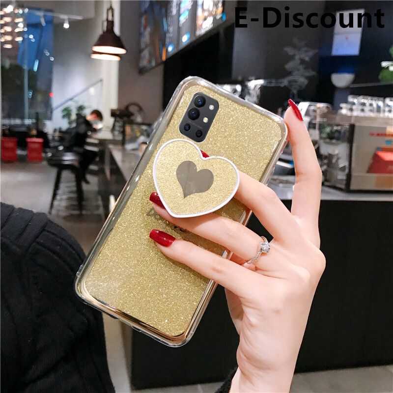 For Oneplus 9R Case Fashion Couple Cases Bling Gold Glitter Loved Bracket Holder Stand Ring Soft Protector Cover Oneplus 9R Back Cover
