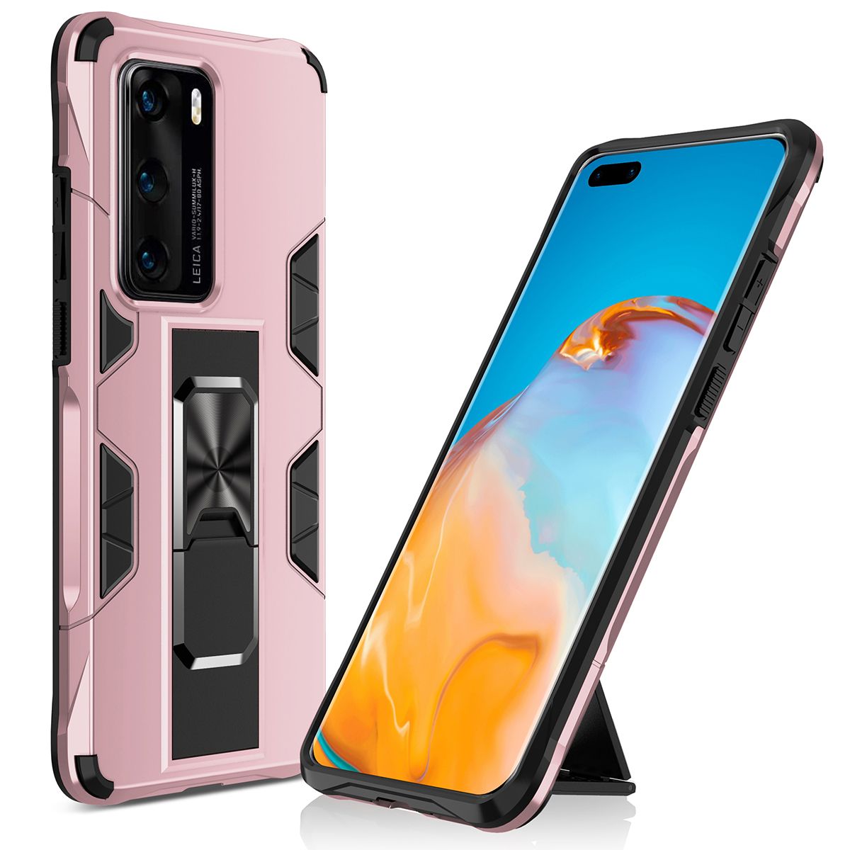 For Huawei P40 Phone Case Armor Magentic Ring Car Holder Cover