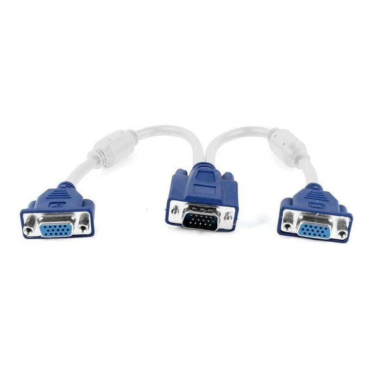 VGA Y Monitor Splitter Cable - White and Blue
