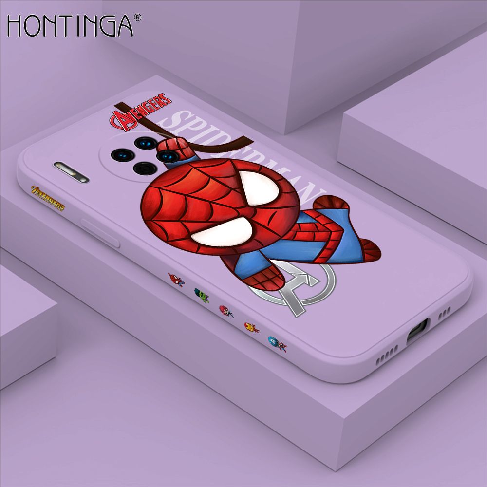 Hontinga for Huawei Mate30 Case Side Design Cartoon Little Spider Back Cover Soft Square Edge Pattern Liquid Silicone Trend Phone Cases