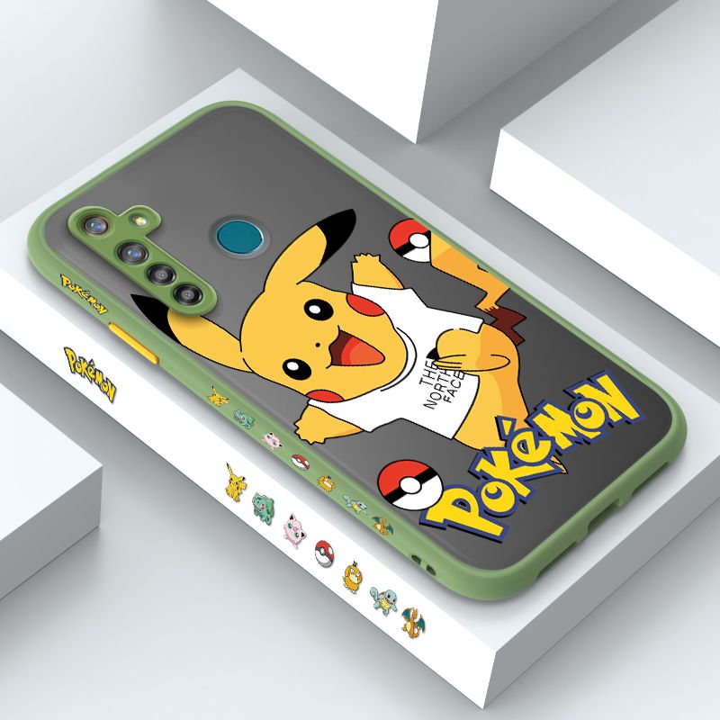 ZeroQiQi for Realme 5 Pro Case White Clothes Pikachu Side Printing Cover Frosted Ultra Thin Protective Anti Fall Phone Case