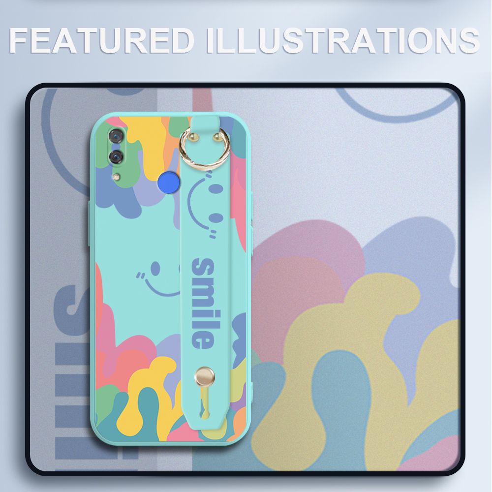 UCUC for Huawei Nova 3i Wrist Strap Case INS Style Soft Candy Color Splash Ink Cover Ultra Thin Anti Fall Liquid Silicone Phone Case