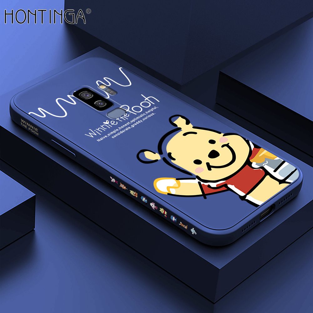 Hontinga for Samsung S9 Plus Case Side Design Hello Little Bear Back Cover Soft Square Edge Pattern Liquid Silicone Trend Phone Cases