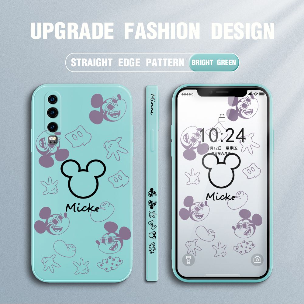 Jizetin for Huawei P30 Case Creative Printing Pattern Side Design Phone Case Square Edge Pattern Liquid Silicone Cases Full Cover Camera Shockproof Protective Case