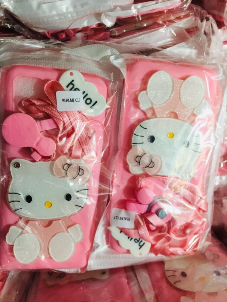 Realme 7 PRO Mirror Card Girls Stylish Soft Bake Cover Mirror Hello Kitty Luxury Silicone Phone Case For Realme 7 PRO Back Cover