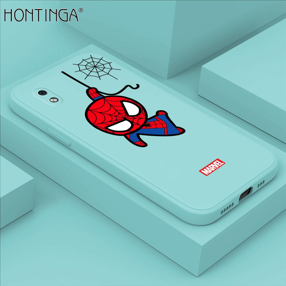 Hontinga for Samsung Galaxy A01 Core Case Cute Marvel Avengers Cartoon Spiderman Spider Man Phone Case Square Edge Silicone Cases Full Lens Cover Shockproof Protection Case