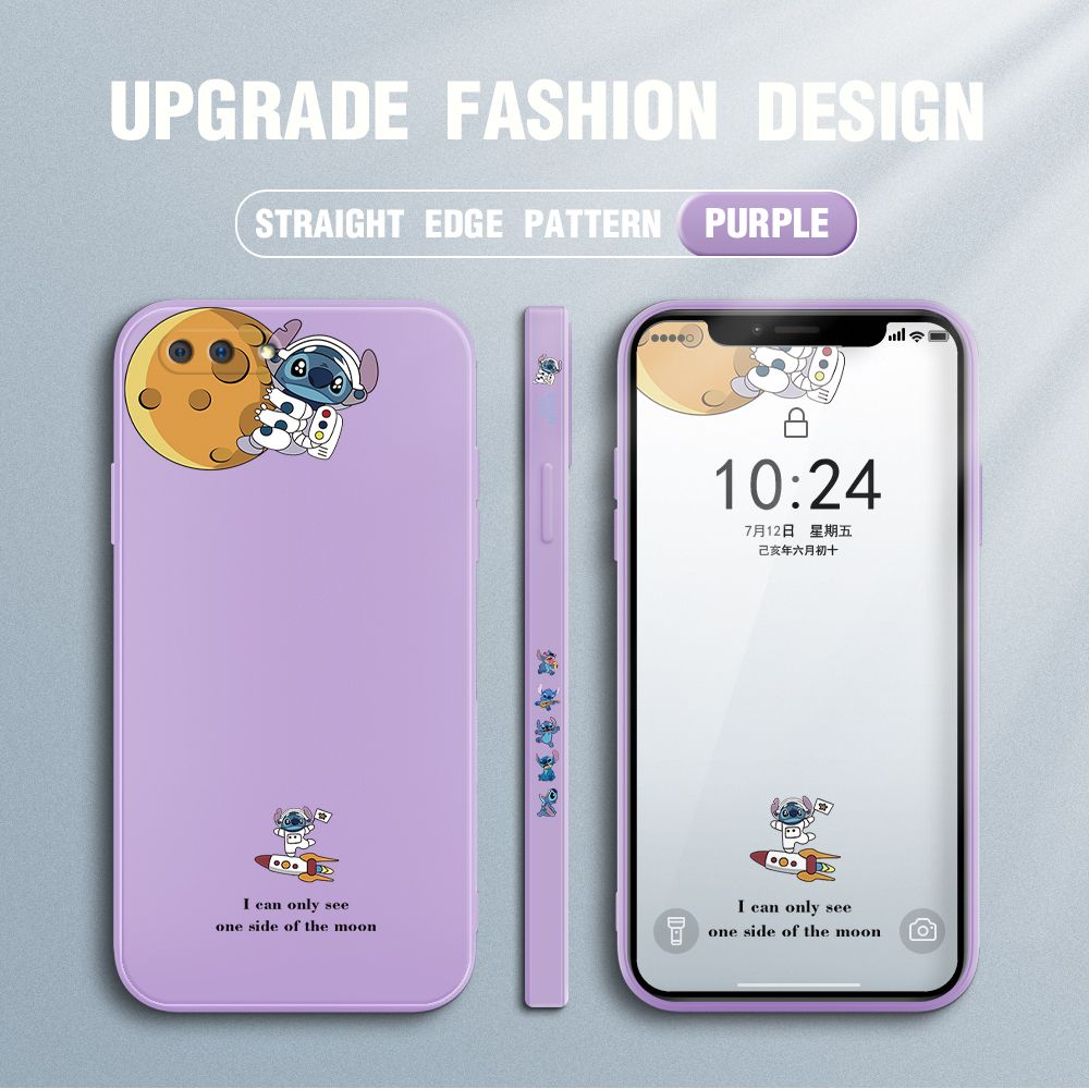 Jizetin for OPPO A3S / A12E / Realme C1 Case Side Design Phone Cover  Astronaut Stitch Cover Square Edge Pattern Liquid Silicone Trend Case
