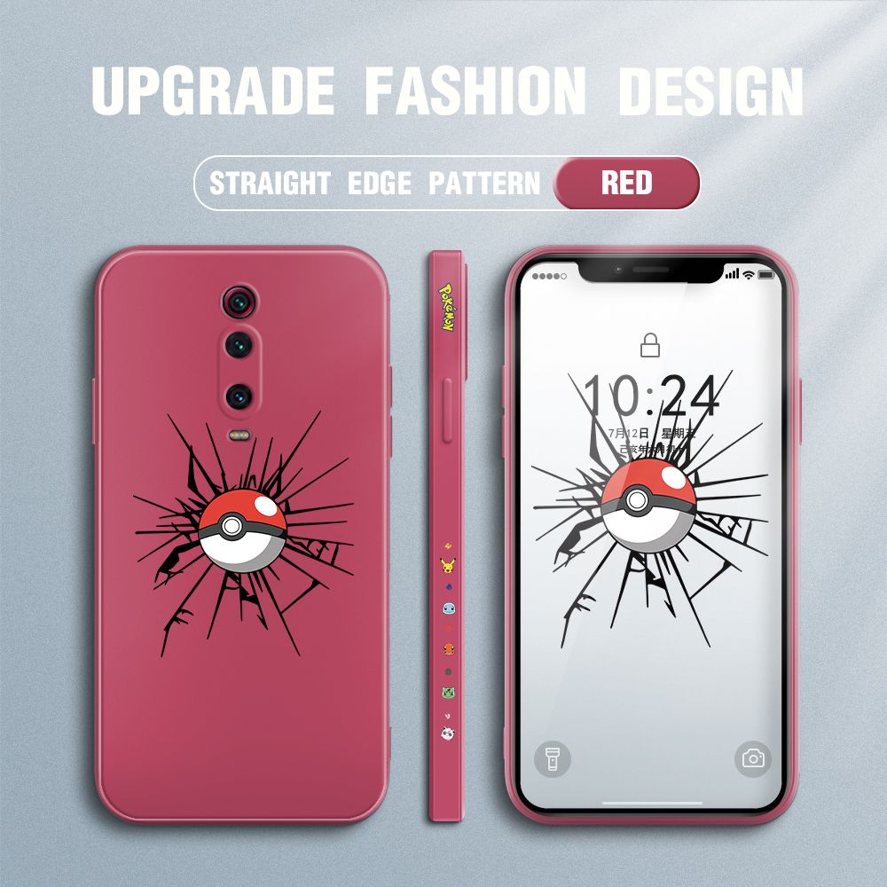 Jizetin for Xiaomi Mi 9T / 9T Pro / Redmi K20 / K20 Pro Case Cartoon Pokémon Pocket Monster Design Side Design Phone Case Square Edge Pattern Liquid Silicone Cases Full Cover Camera Shockproof Protective Case