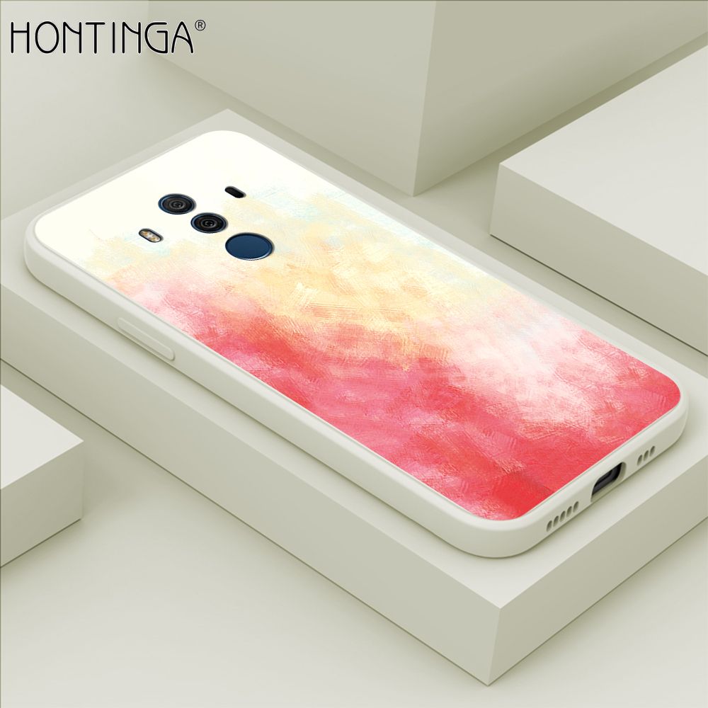 Hontinga for Huawei Mate 10 Pro Case Watercolor Gradient Liquid Soft Square Silicone Phone Case Shockproof Protection Rubber Cover