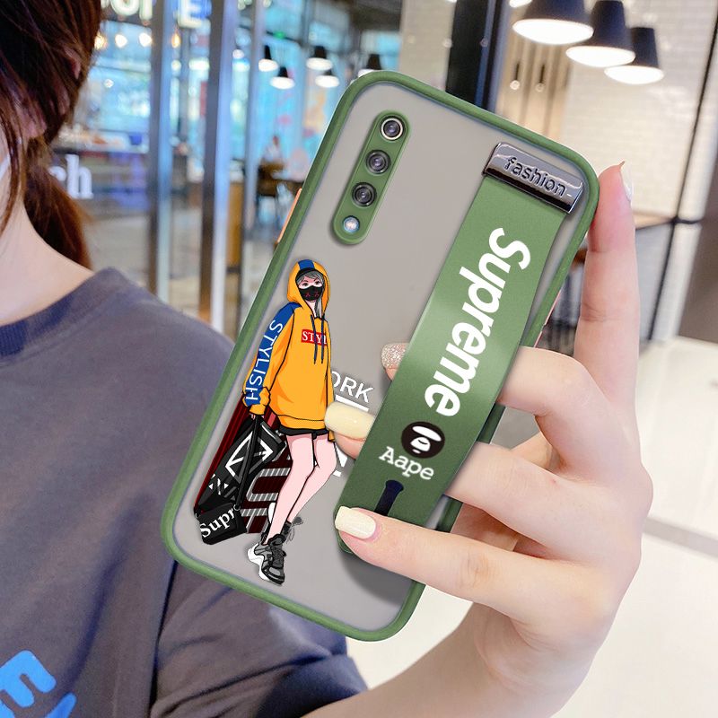 UCUC for Xiaomi Mi 9 Wrist Strap Case Creative Cartoon Handsome Girl Wristband Printing Cover Shockproof Frosted Phone Case