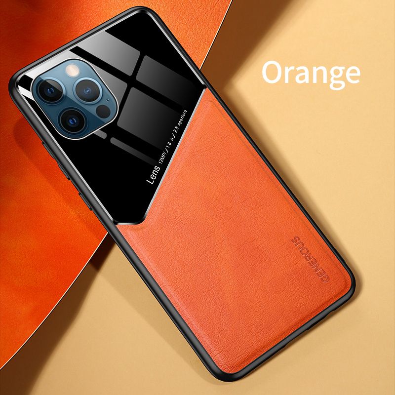 Lereach for iPhone 13 Pro Max Case Leather Car Magnetic Silicone Frame Shockproof Cover