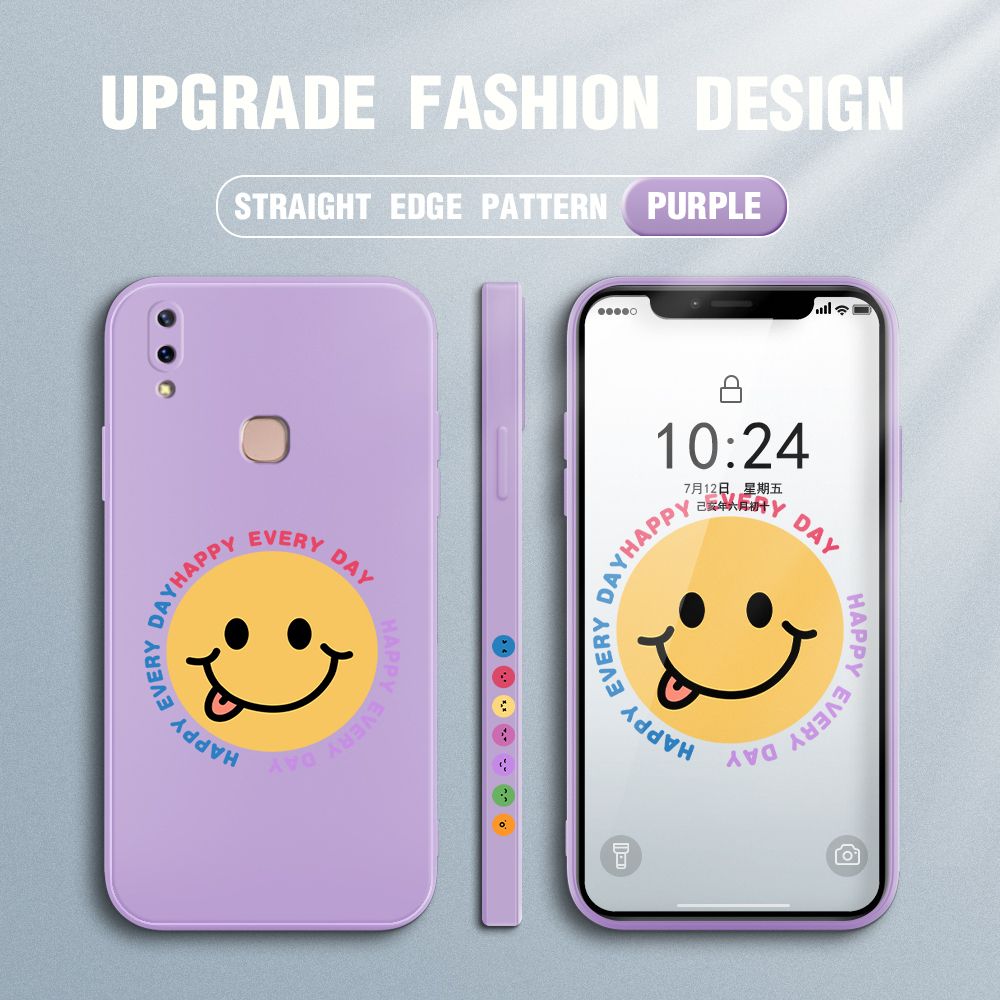 FHKL for Vivo Y85 Back Cover Cartoon Smile Side design Soft Case Multicolor Liquid Silicone Phone Cases