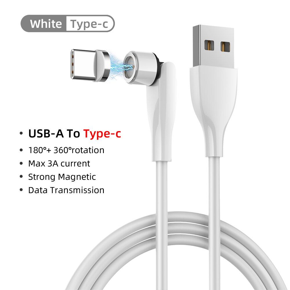 3A 540 Magnetic USB Cable For Phone Charger Degree Rotate USB Type C Cable For Xiaomi Samsung Magnet Charge Micro USB Cable