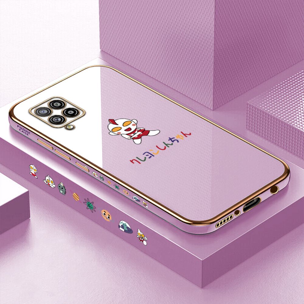 Luxury 6D Plating Case for Samsung A42 5G Cartoon Hero Side Pattern Back Cover Soft Silicone Square Phone Cases + Free Lanyard