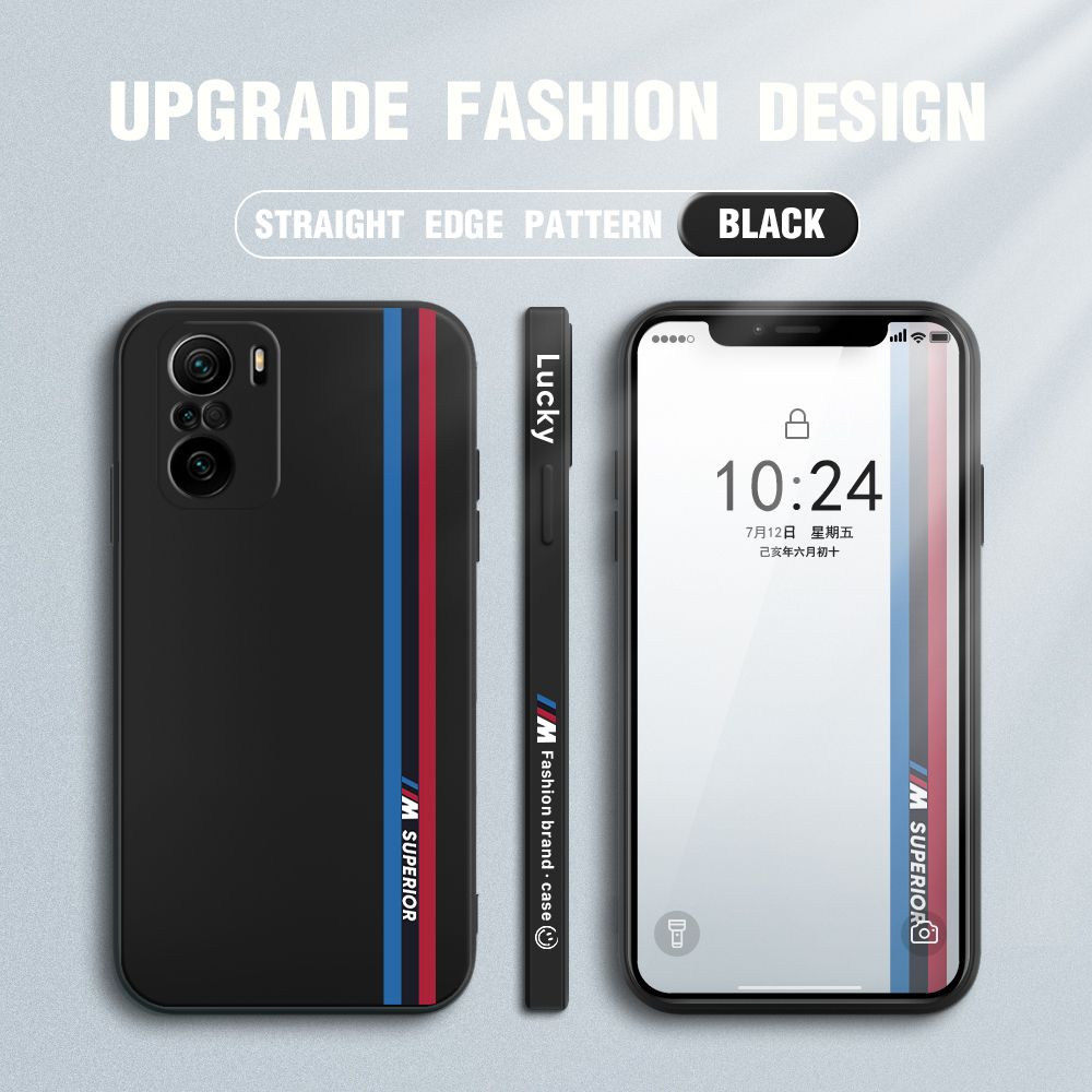 Jizetin for Xiaomi Poco F3 / Redmi K40 / K40 Pro Back Cover Simple Graffiti Track Side Design Liquid Silicone Phone Case Soft Full Camera Protect Phone Cases