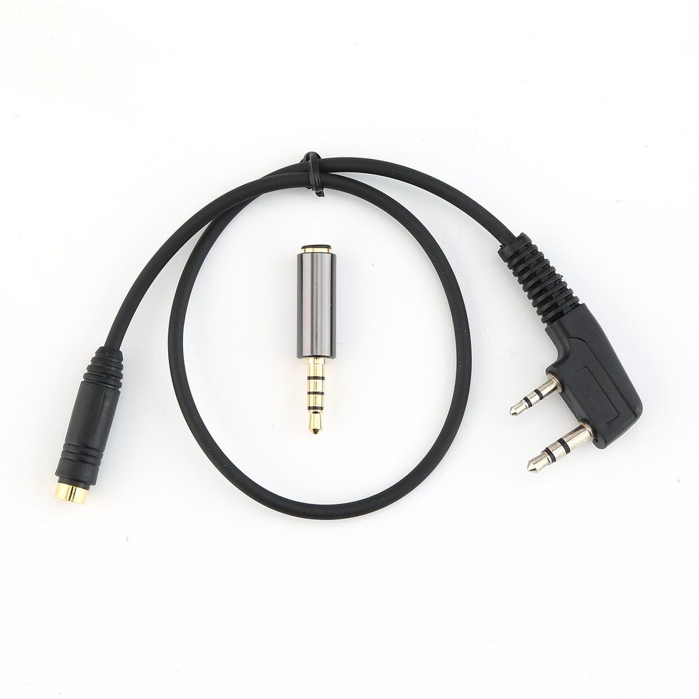female Audio phone earphone transfer cable 2Pin K1 to 3.5mm  for Kenwood TYT  for  uv5r 888s   - black