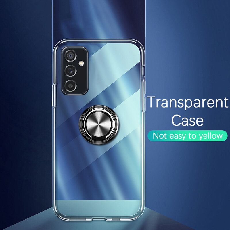 Soft Transparent Case for Samsung Galaxy M52 Magnetic Holder Stand Cover Bracket Magnetic Finger Ring Clear Phone Cover for Samsung M52 Back Cover