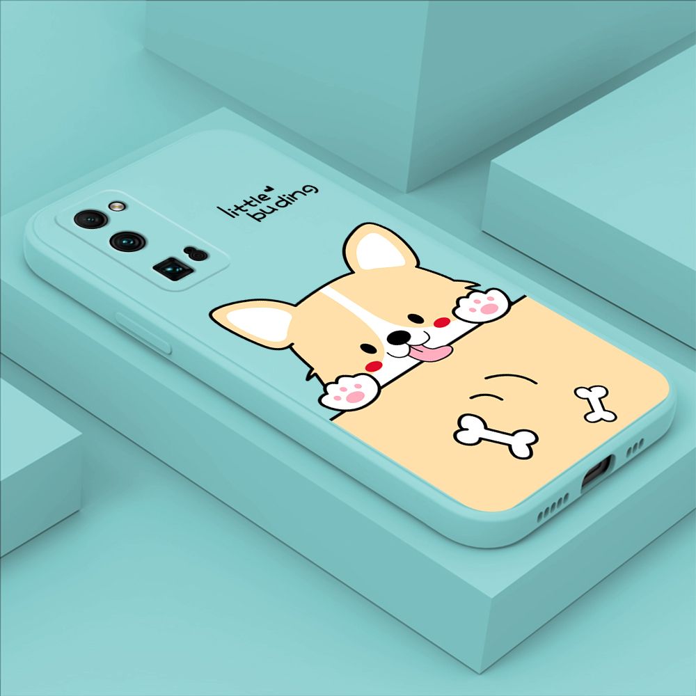 Hontinga for Honor 30 Pro Back Cover Cute Cartoon Dog Pattern Case Soft Square Edge Liquid Silicone Phone Cases