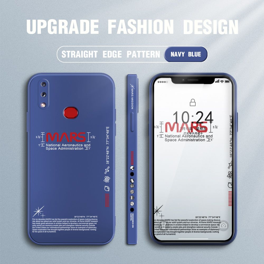Jizetin for Samsung Galaxy A10S Case New NASA Design Side Design Phone Case Square Edge Pattern Liquid Silicone Cases Full Cover Camera Soft Protection Case