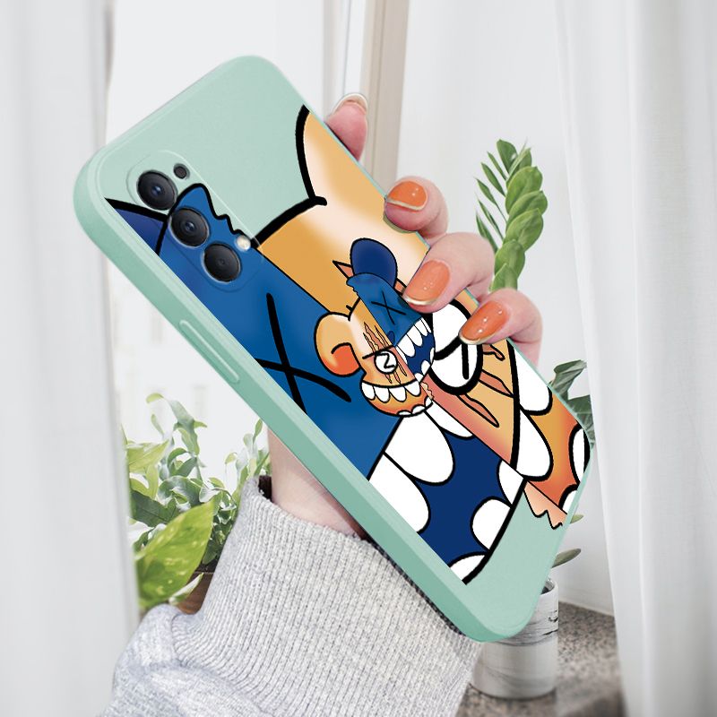 AMORVOR for OPPO Reno4 Back Cover Fashion Popular Side design Soft Case Liquid Silicone Phone Cases