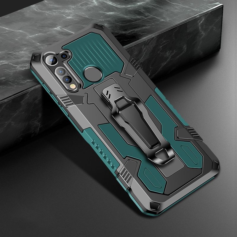 （Ready Stock)For Motorola Moto E (2020)/E7 Machine Armor Warrior Shockproof PC + TPU Protective Case(Blue)