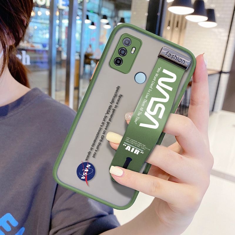 UCUC for OPPO a73 2020 Wrist Strap Case Popular NASA Wristband Printing Cover Shockproof Frosted Phone Case